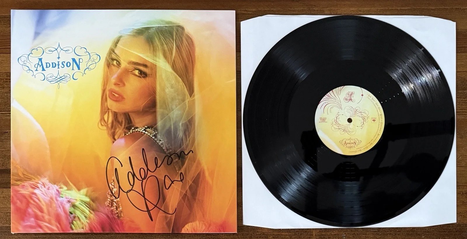 SIGNED Addison Rae Addison AUTOGRAPH Cover Jacket Vinyl LP Beckett BAS COA, image 4
