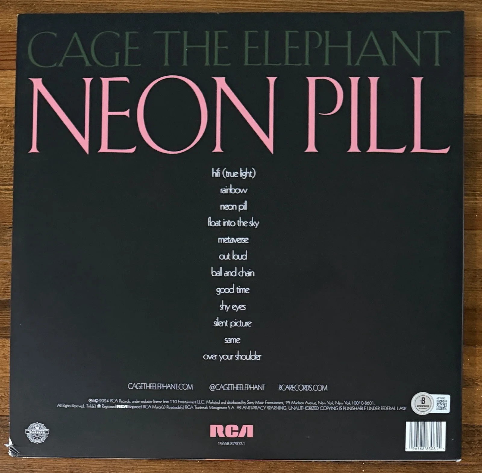 BAND AUTOGRAPH SIGNED Cage The Elephant Neon Pill Vinyl LP Cover Beckett BAS COA, image 5