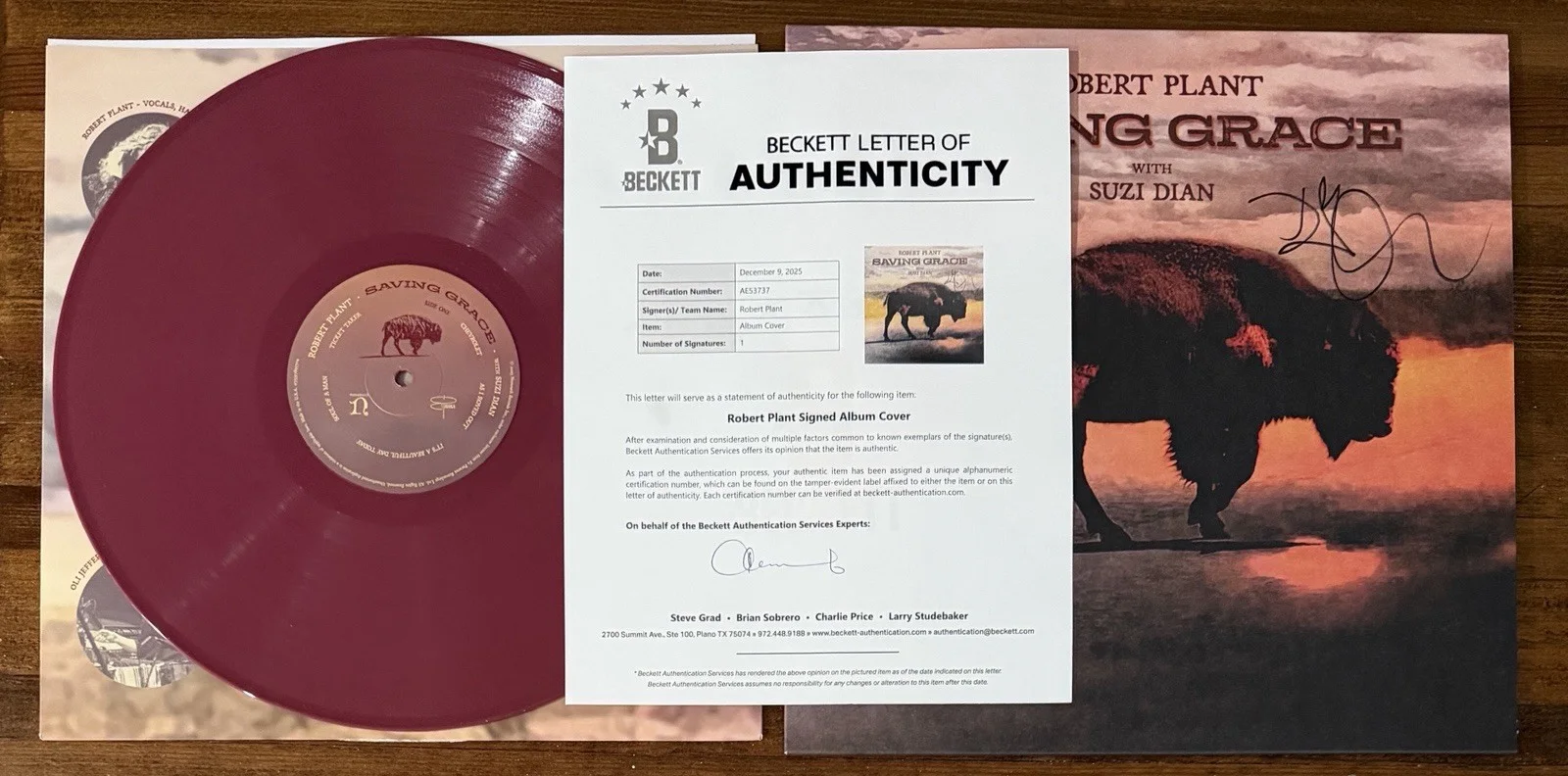 Robert Plant — ROBERT PLANT of LED ZEPPLIN SIGNED SAVING GRACE VINYL LP COVER BECKETT BAS COA