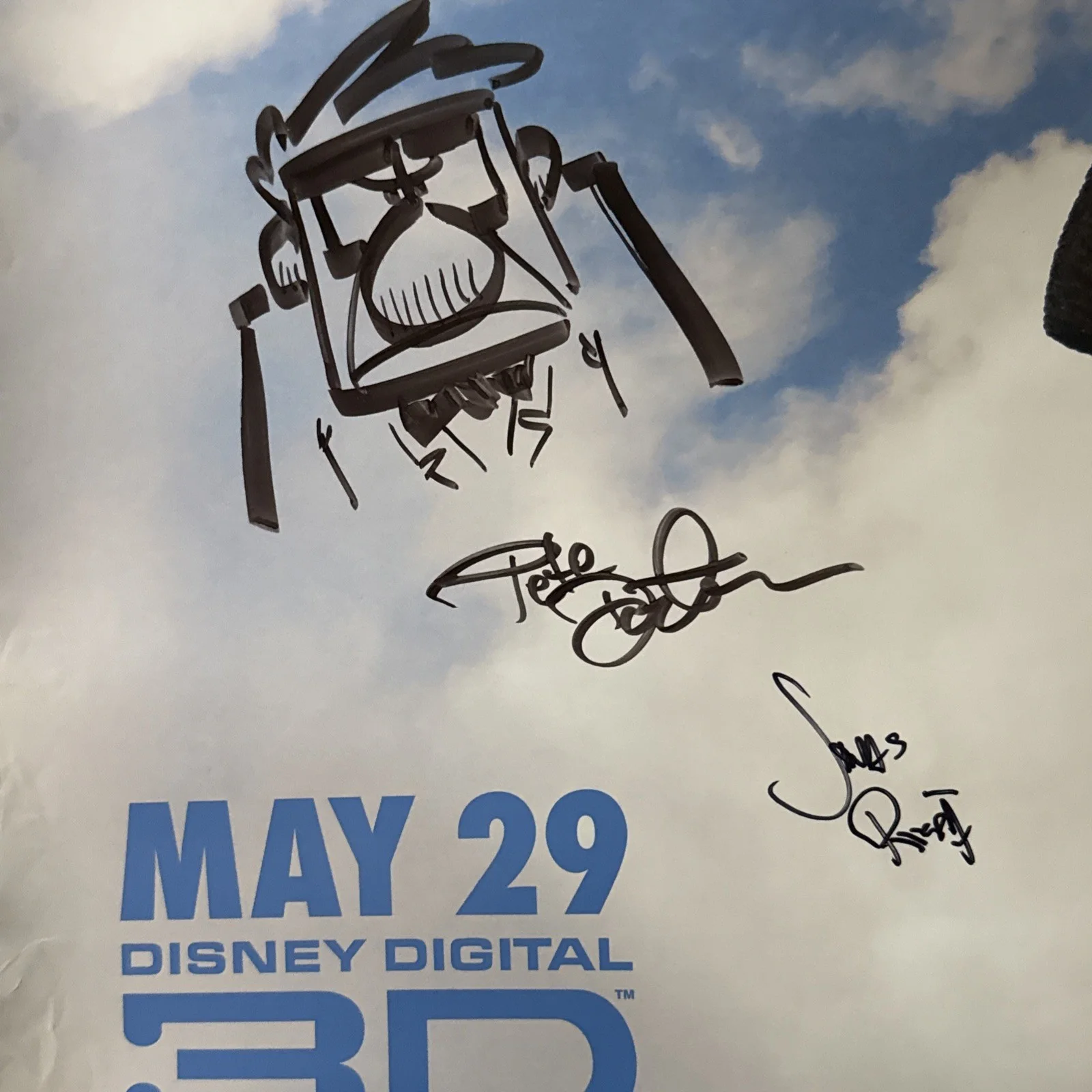 PETE DOCTER SIGNED 'UP' 27 x 40 MOVIE POSTER PIXAR ORIGINAL RARE, image 4