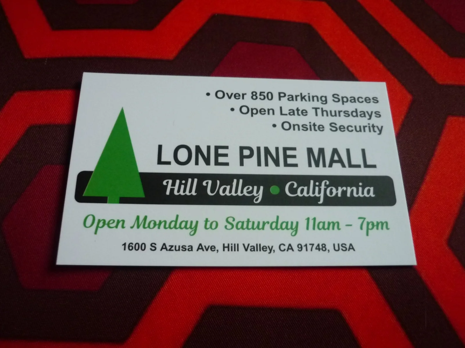 Replica prop boxed business card 1:1 scale back future lone pine mall hill vall, изображение 4