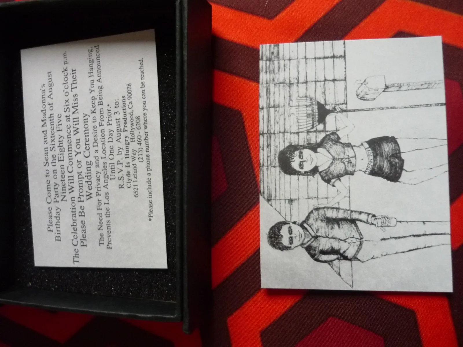 Replica prop boxed Madonna Sean Penn wedding August 16 1985 27th birthday cards, изображение 2