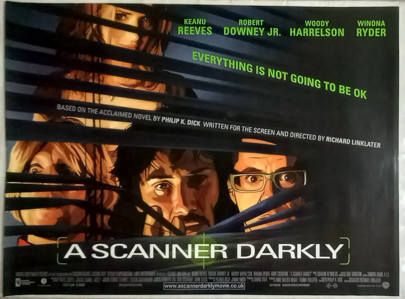 A Scanner Darkly (2006) D/S UK Quad Poster Keanu Reeves, Winona Ryder, Linklater, image 2