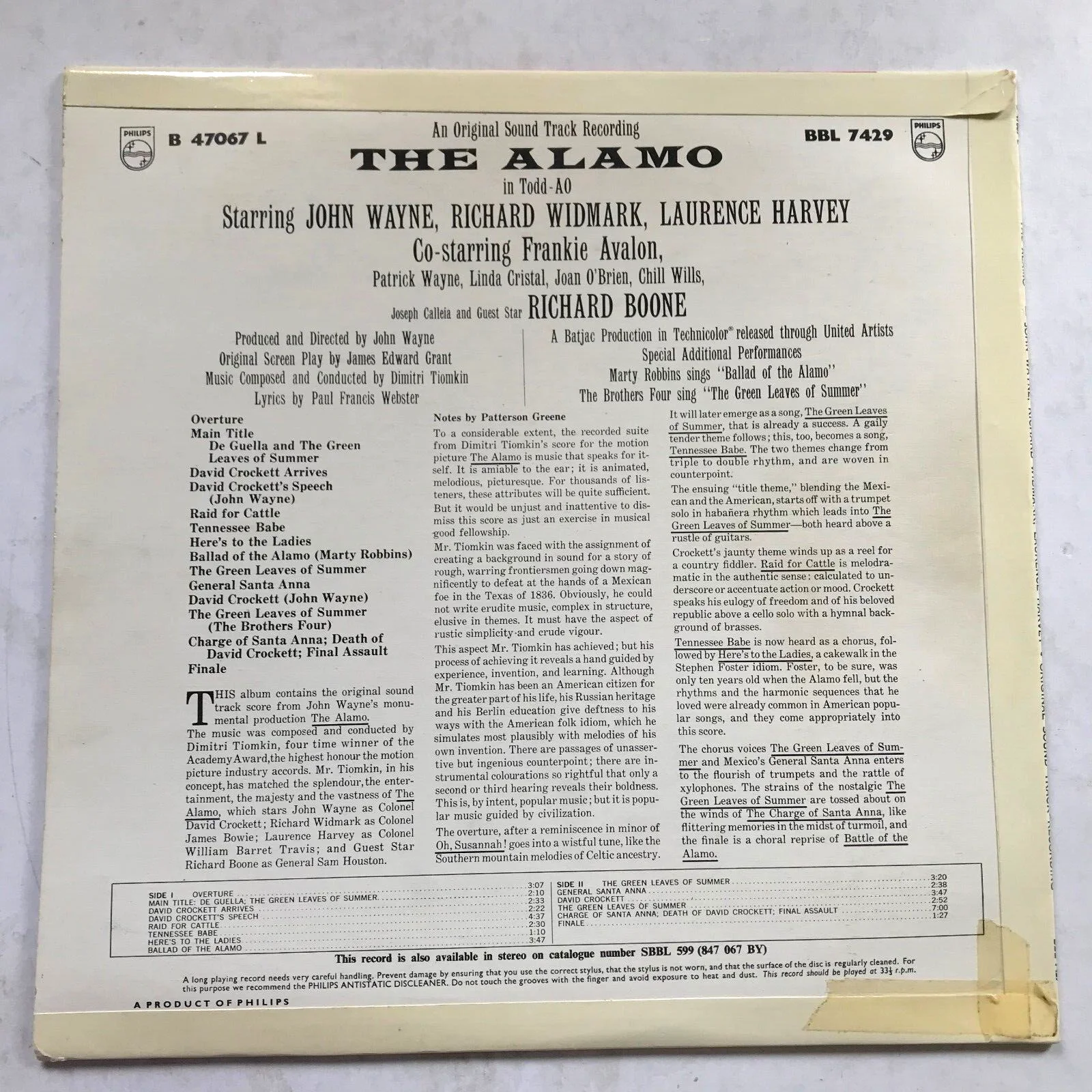 The ALAMO Soundtrack Vinyl LP + UK Souvenir Movie Photo Book John Wayne, изображение 2