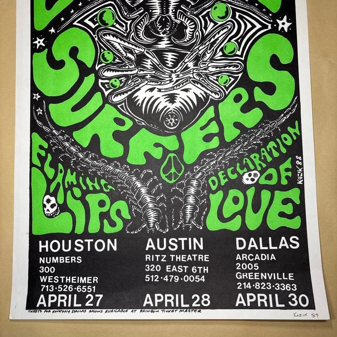Frank Kozik Butt Hole Surfers Flaming Lips 1988 Signed Concert Poster, image 2