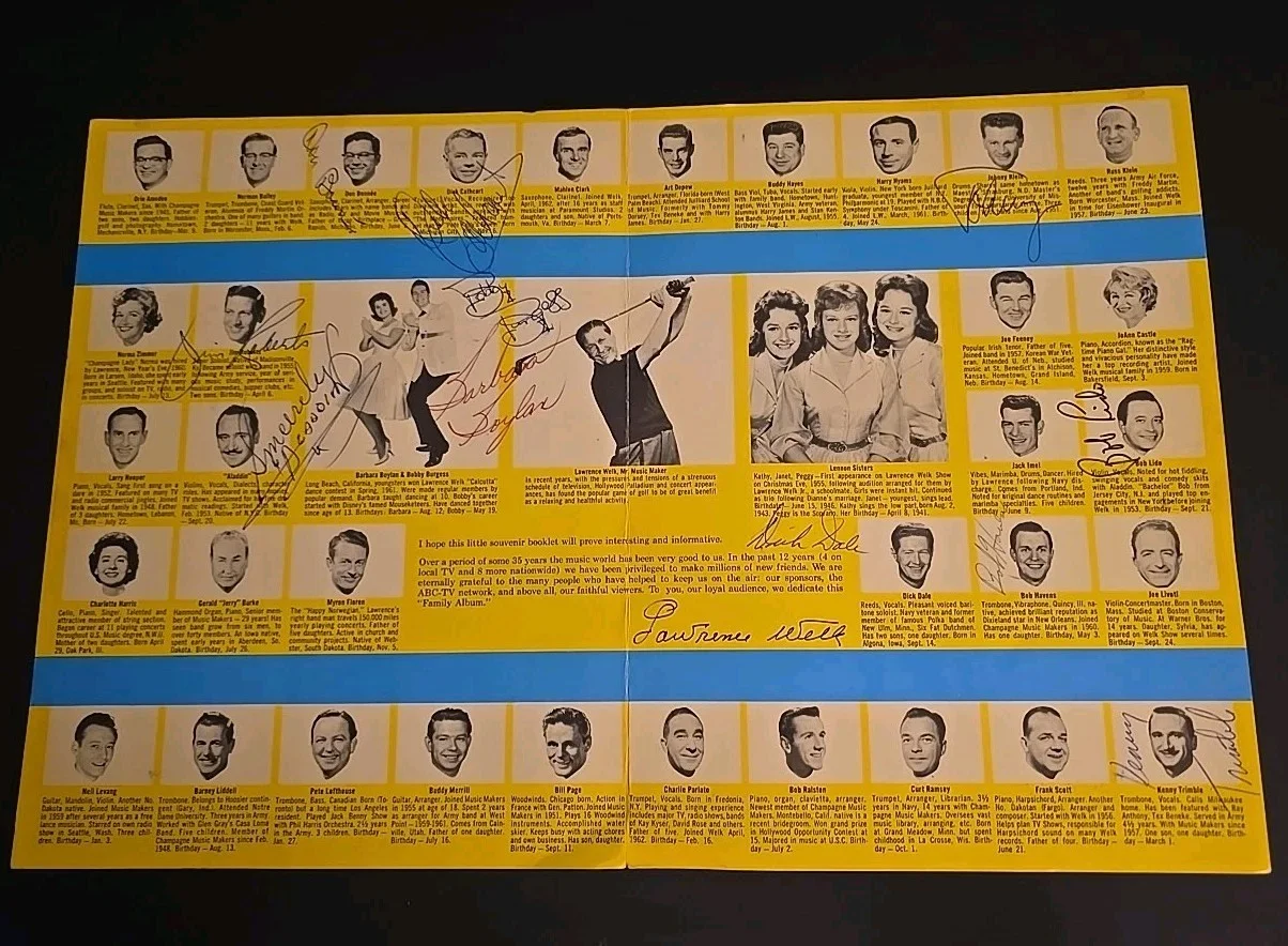 Lawrence Welk — Larence Welk SIGNED Promo Family Album Folder Bobby Burgess Etc, изображение 2