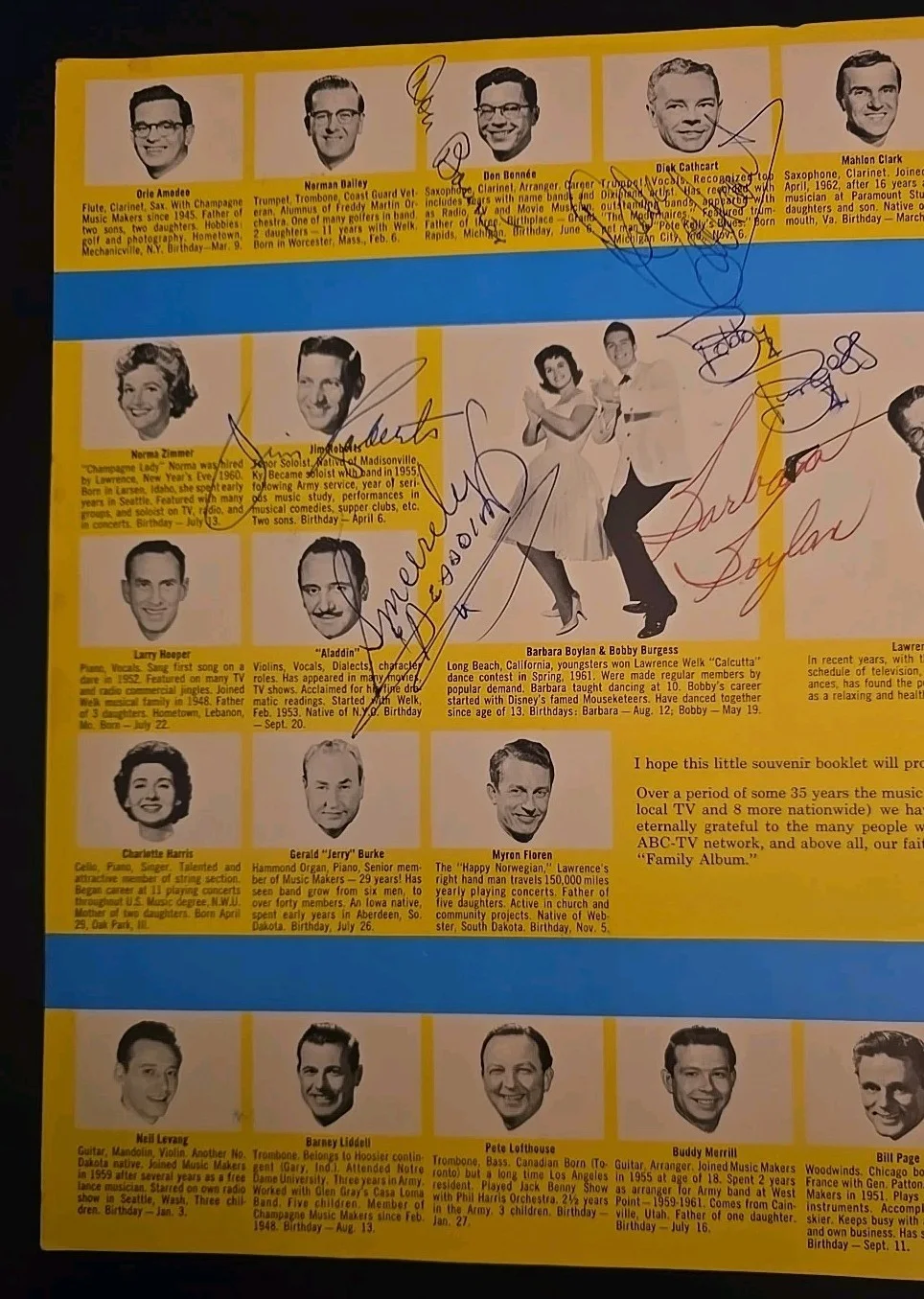 Lawrence Welk — Larence Welk SIGNED Promo Family Album Folder Bobby Burgess Etc, изображение 5