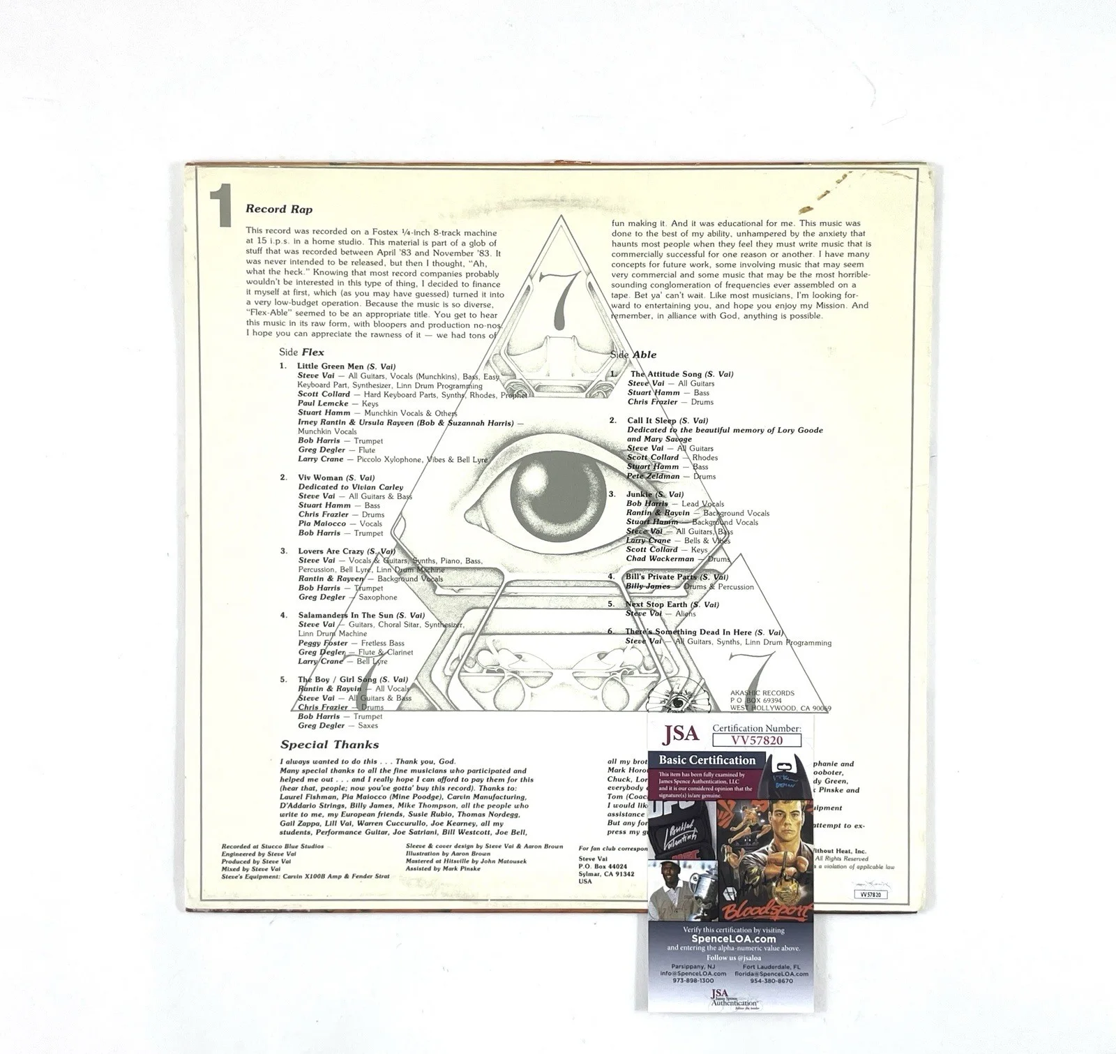 Steve Vai Autographed 1984 Original Press Flexible Vinyl Album Record JSA Signed, изображение 3