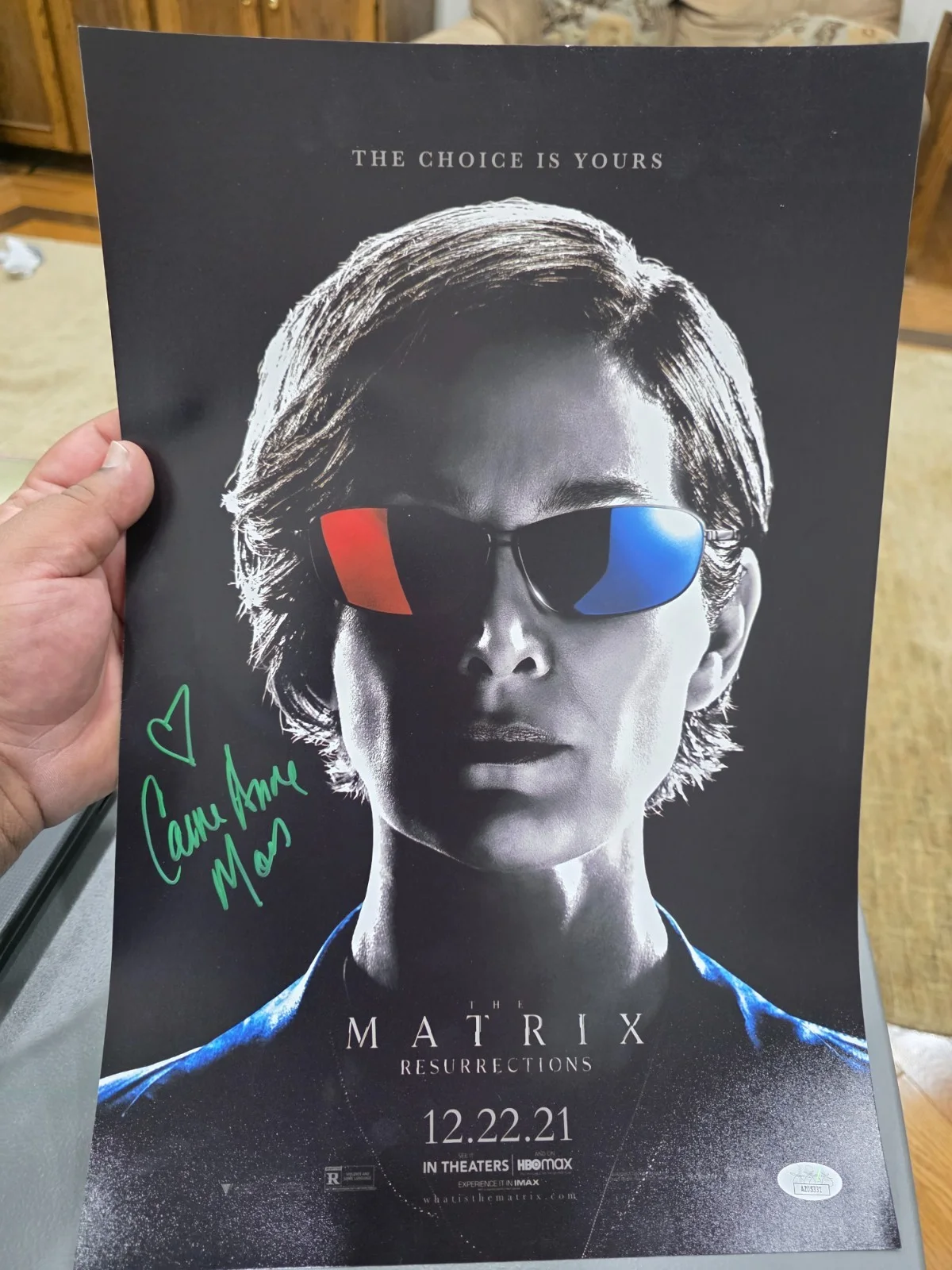 CARRIE-ANN MOSS — CARRIE-ANN MOSS Signed Auto 12x18 OPX Photo "THE MATRIX" Trinity JSA coa