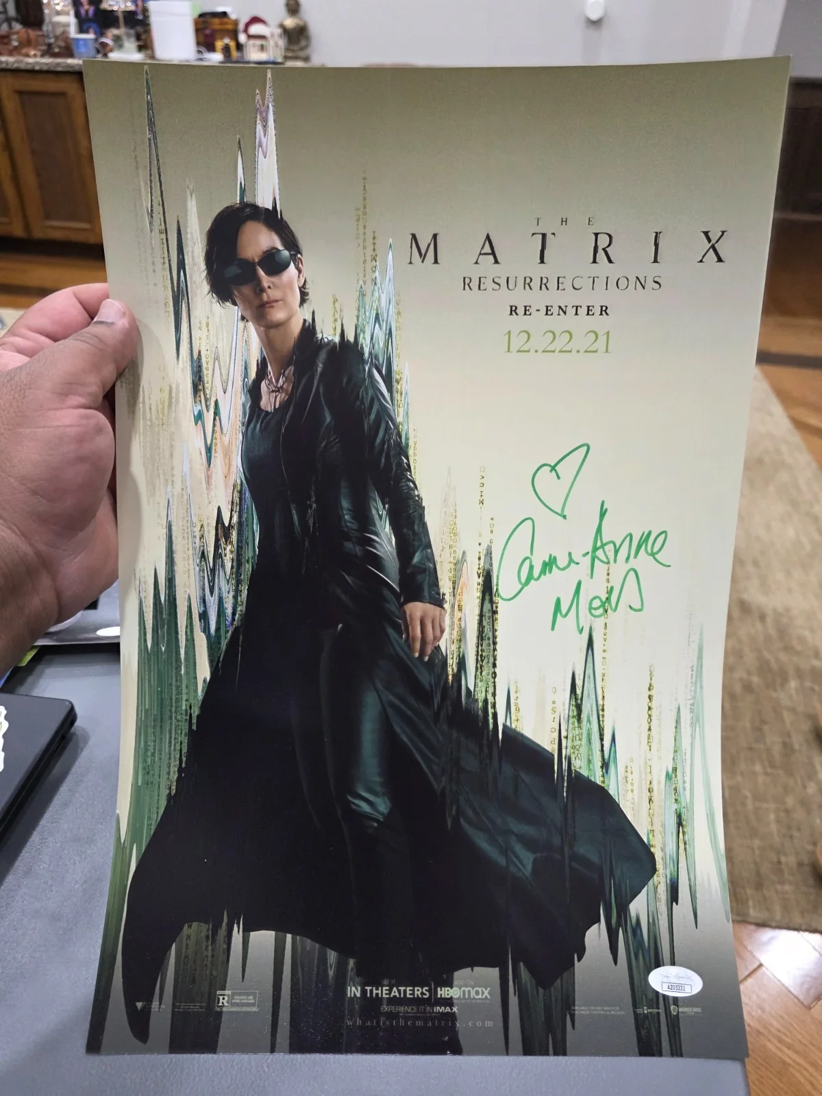 CARRIE-ANN MOSS — CARRIE-ANN MOSS Signed Auto 12x18 OPX Photo "THE MATRIX" Trinity JSA coa