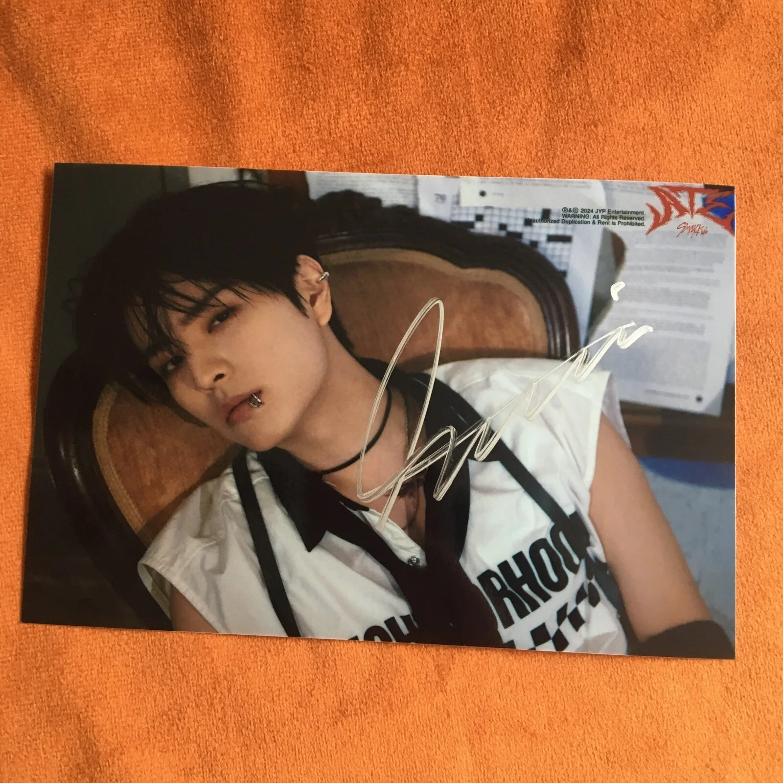 Stray Kids Kim Seung-min Photo ATE Autographed Signed K-POP Collection 4*6 2024, image 3