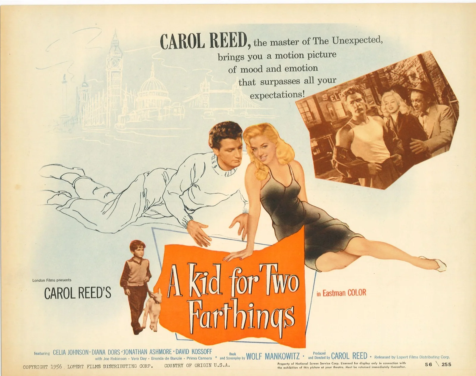 Kid for Two Farthings 8x ORIGINAL US Lobby Cards Diana Dors Carol Reed 1955, изображение 2