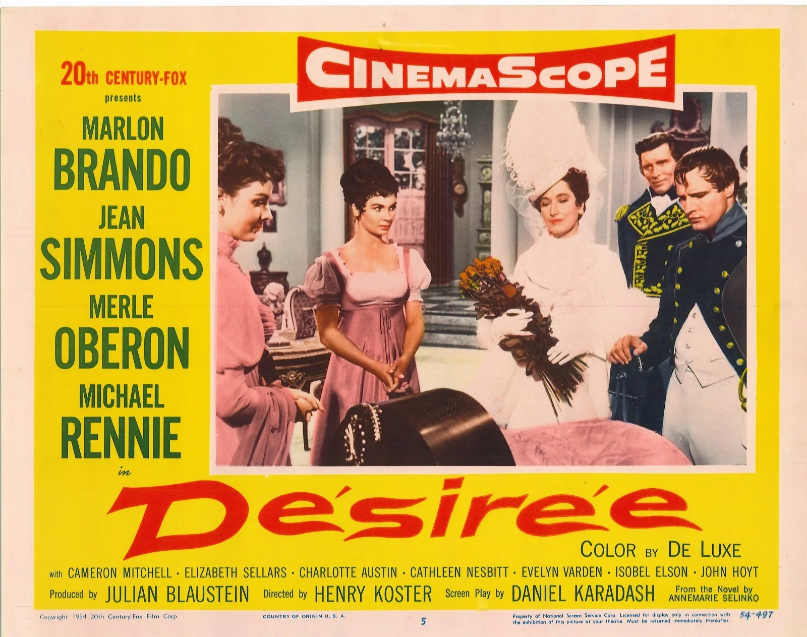 Desiree 3x ORIGINAL US Lobby Cards Marlon Brando Jean Simmons Napoleon 1954, изображение 2