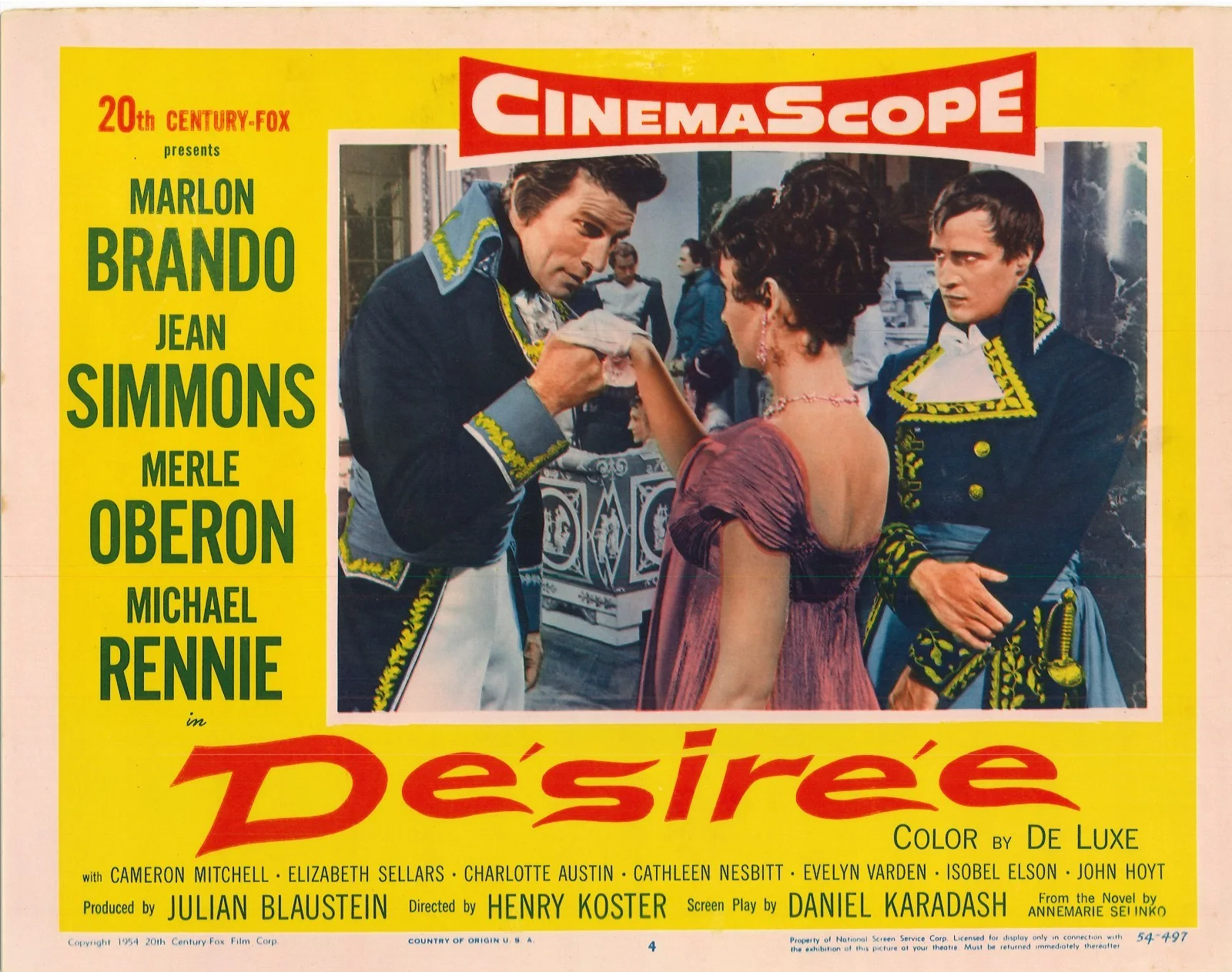 Desiree 3x ORIGINAL US Lobby Cards Marlon Brando Jean Simmons Napoleon 1954, изображение 3