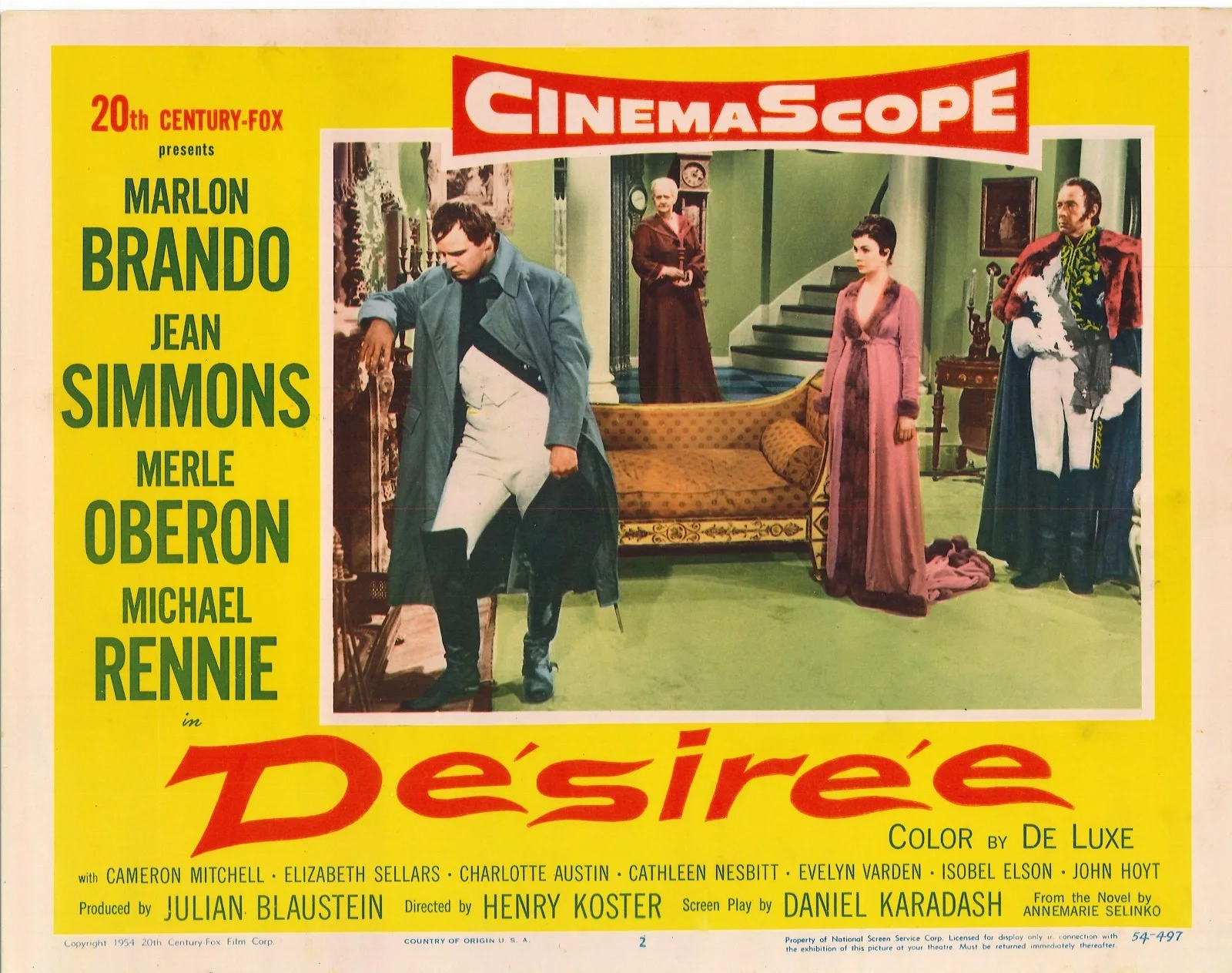 Desiree 3x ORIGINAL US Lobby Cards Marlon Brando Jean Simmons Napoleon 1954, изображение 4