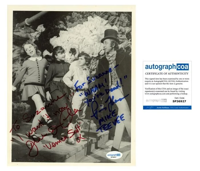 Julie Dawn Cole, Paris Themmen — Julie Dawn Cole & Paris Themmen "Willy Wonka" SIGNED 8x10 Photo To Suzanne ACOA