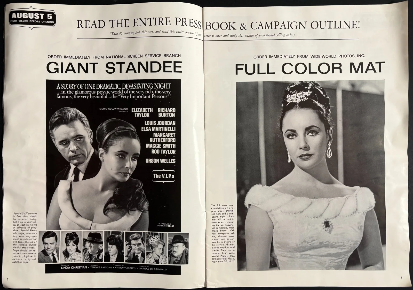 The V.I.P.s ORIGINAL Film Campaign Press Book Elizabeth Taylor Richard Burton 63, изображение 2