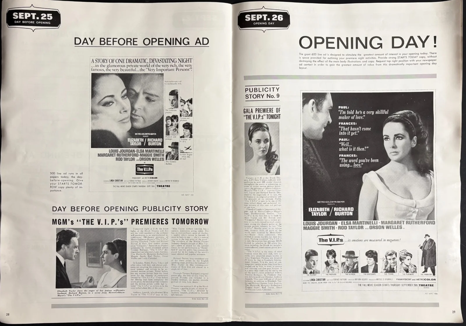 The V.I.P.s ORIGINAL Film Campaign Press Book Elizabeth Taylor Richard Burton 63, изображение 5