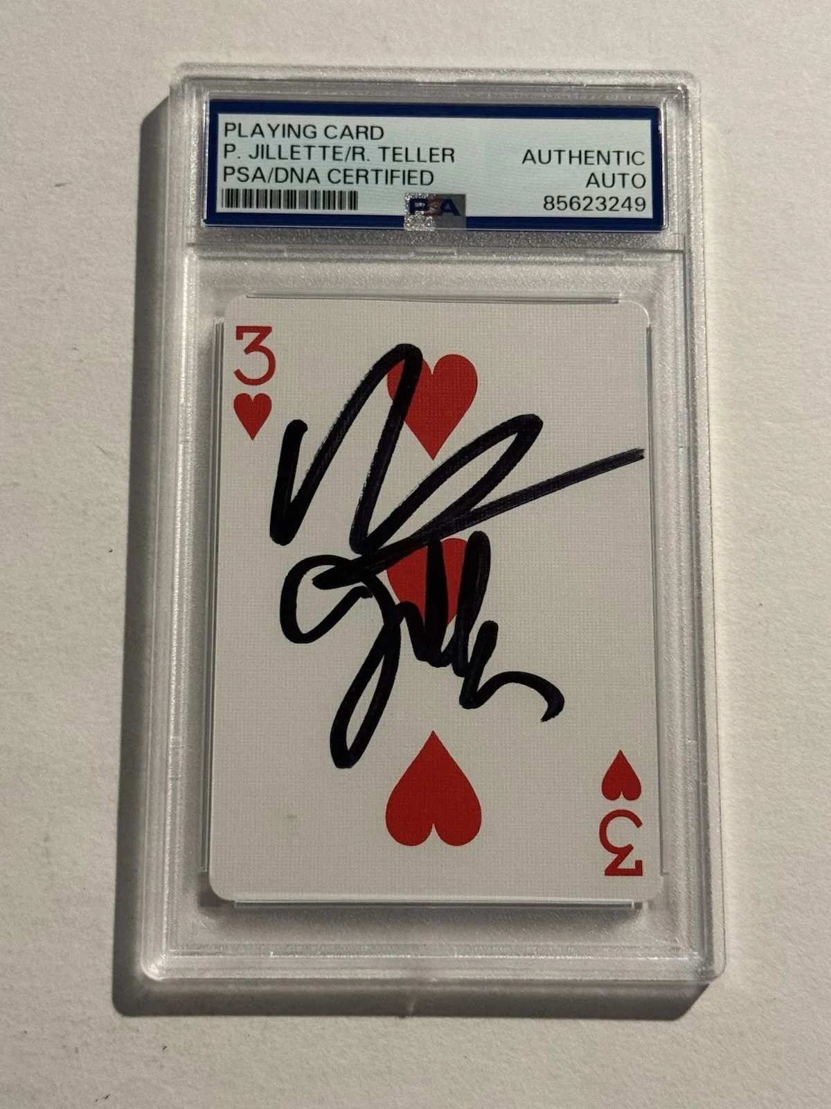 Penn & Teller — PENN AND TELLER SIGNED AUTO VEGAS MAGICIANS PLAYING CARD JILLETTE RARE PSA/DNA