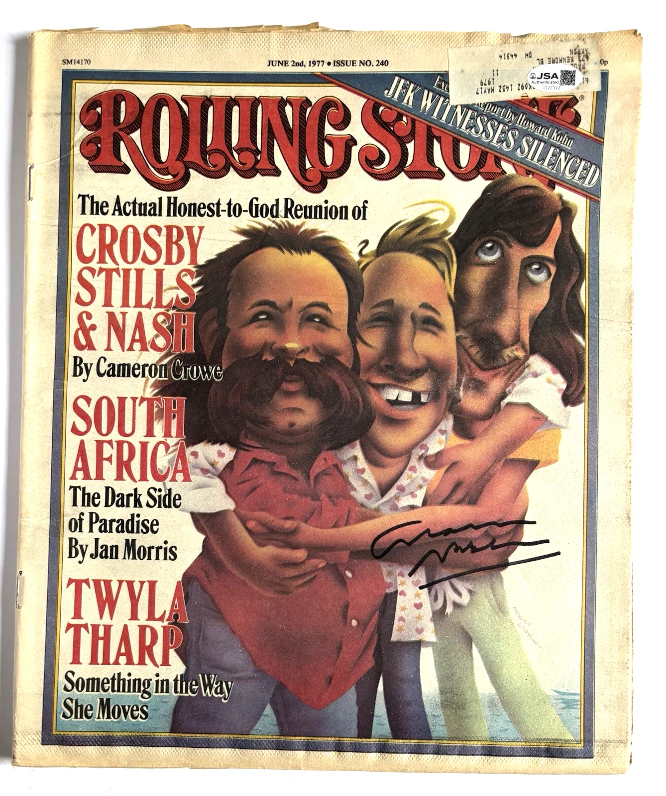 GRAHAM NASH Signed CROSBY STILLS Rolling Stone Magazine 240 JUNE 2 1977 JSA COA, изображение 2