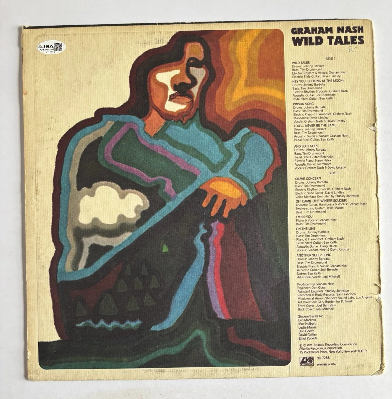 GRAHAM NASH Signed WILD TALES Vinyl RECORD JSA COA Crosby Stills Young CSN, image 4