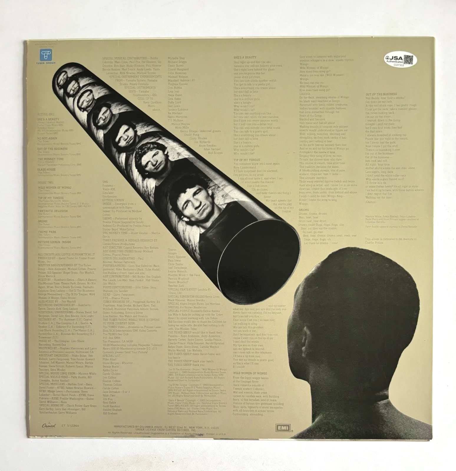 THE TUBES Signed OUTSIDE Vinyl RECORD JSA COA Fee Waybill STEEN Anderson PRINCE, image 5