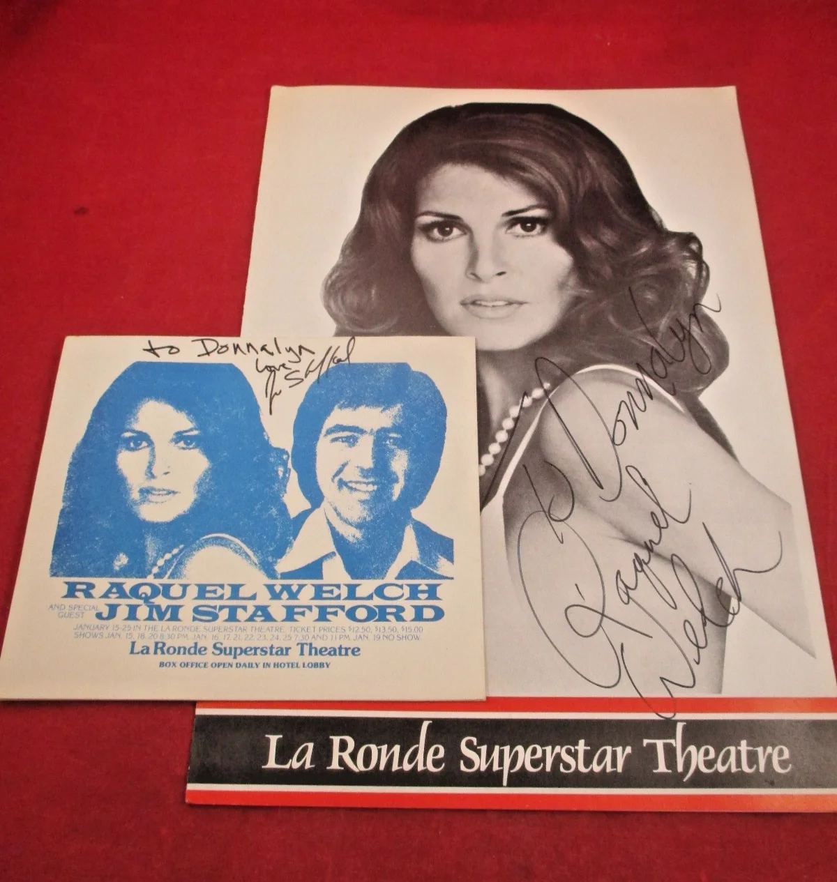 Raquel Welch — Raquel Welch Signed Autographed PROGRAM LaRonde Theater Miami With Jim STAFFORD, image 2