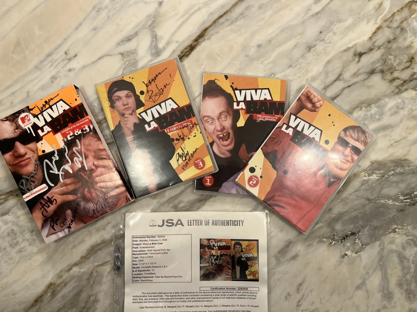Ryan Dunn, Bam Margera, Phil Margera, April Margera, raab himself — Viva La Bam - Cast Signed 13x - Ryan Dunn, Bam Margera, + more! . JSA S2+3 2004, изображение 3