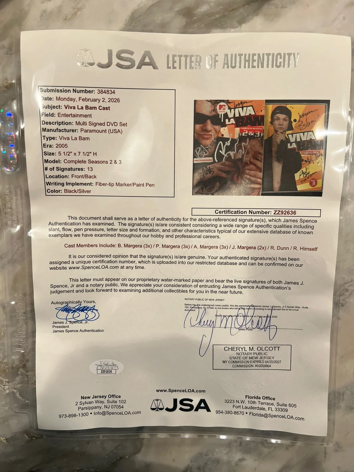 Ryan Dunn, Bam Margera, Phil Margera, April Margera, raab himself — Viva La Bam - Cast Signed 13x - Ryan Dunn, Bam Margera, + more! . JSA S2+3 2004, изображение 4