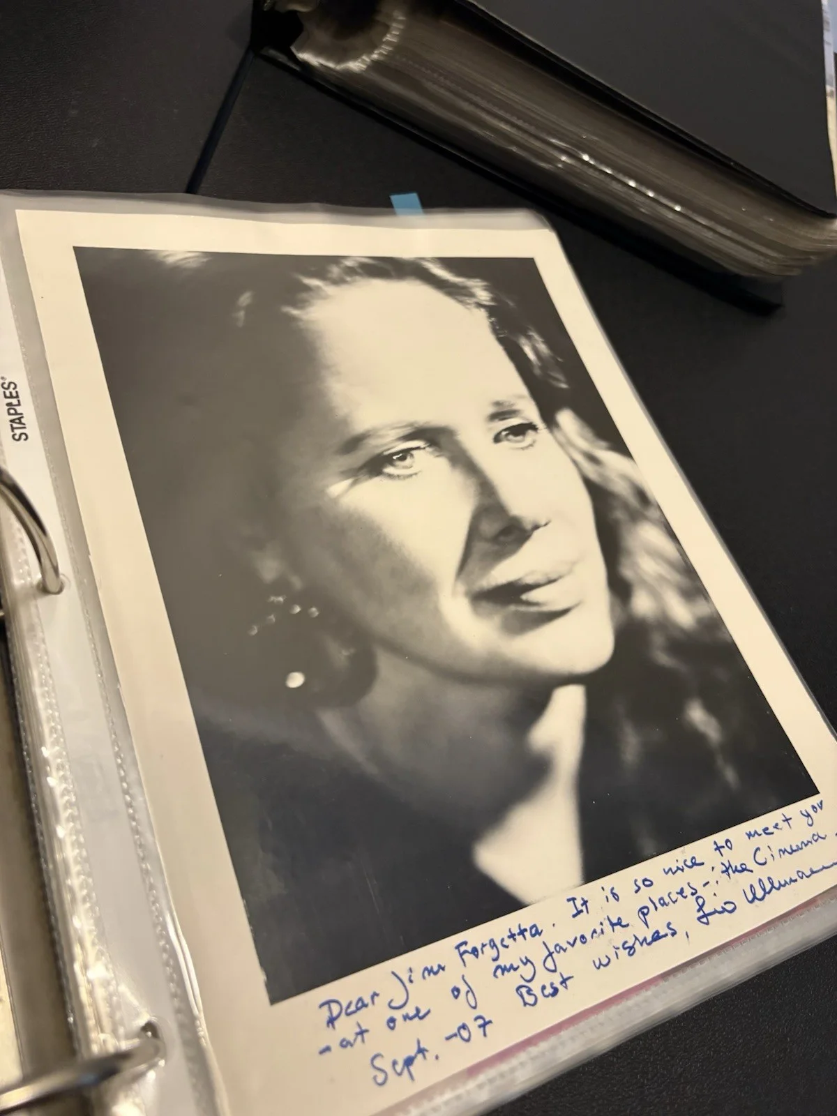 Liv Ullmann Signed 8x10 B&W Portrait - Personal 'Cinema' Inscription, image 2