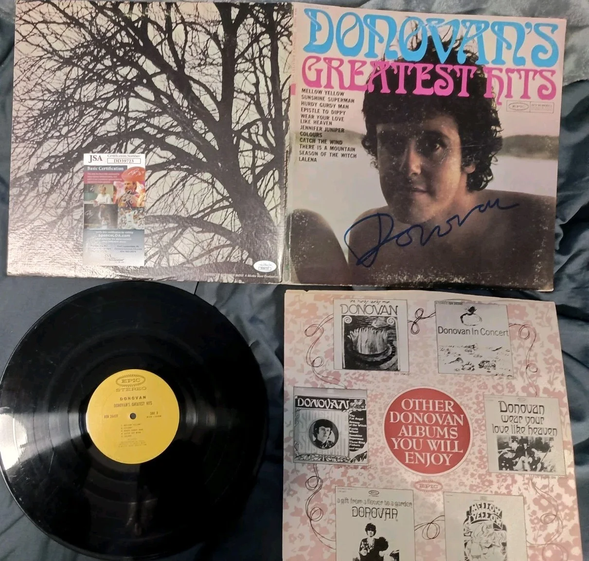 Donovan SIGNED Greatest Hits Album LP Vinyl Gatefold 1969 Mellow Yellow JSA, изображение 2