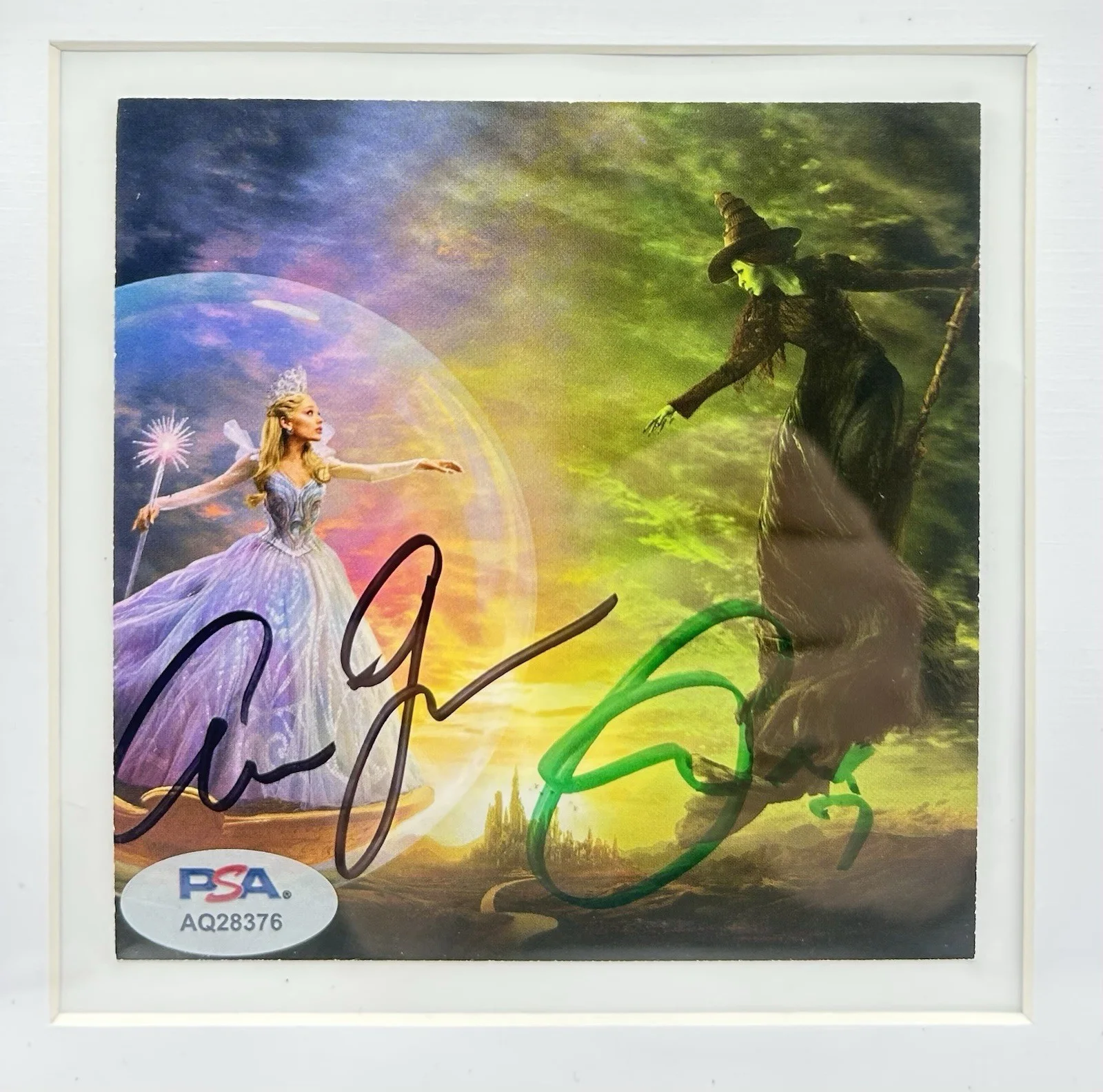 Ariana Grande & Cynthia Erivo Signed Wicked For Good CD FRAMED Full Sig PSA/DNA, image 2