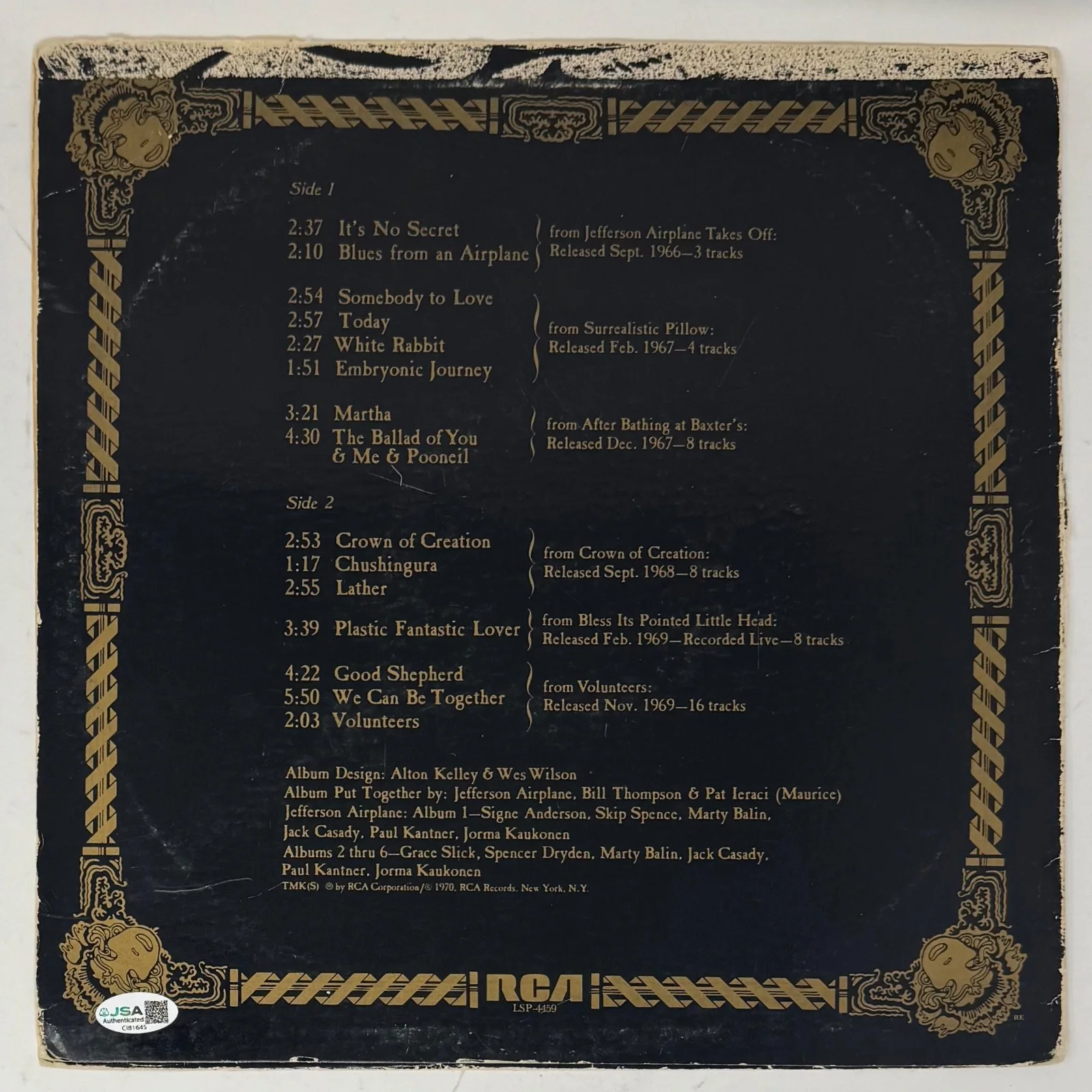 Jefferson Airplane Band Signed The Worst Of Vinyl LP Balin Casady Freiberg JSA, изображение 2