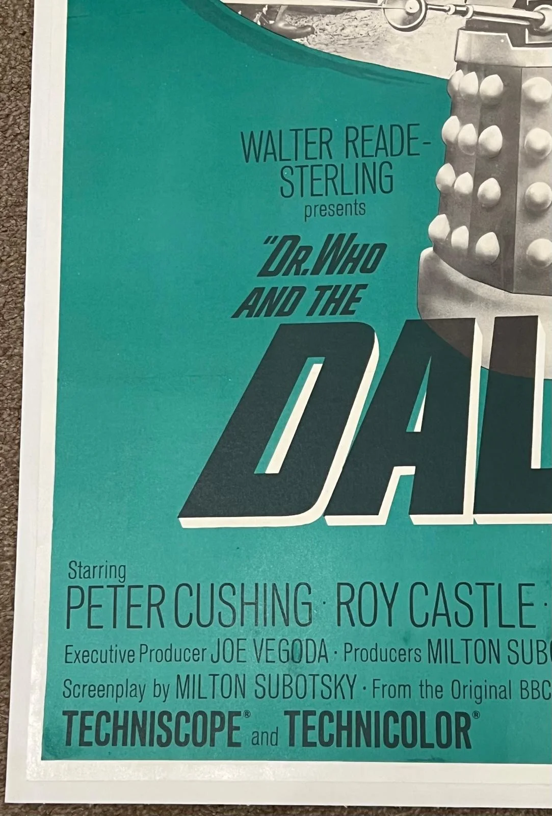 Doctor Who and the Daleks 1966 Original US One Sheet LINEN BACKED 27x41" Poster, изображение 3