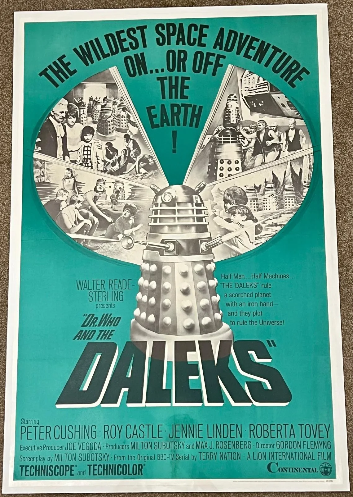Doctor Who and the Daleks 1966 Original US One Sheet LINEN BACKED 27x41" Poster, изображение 4