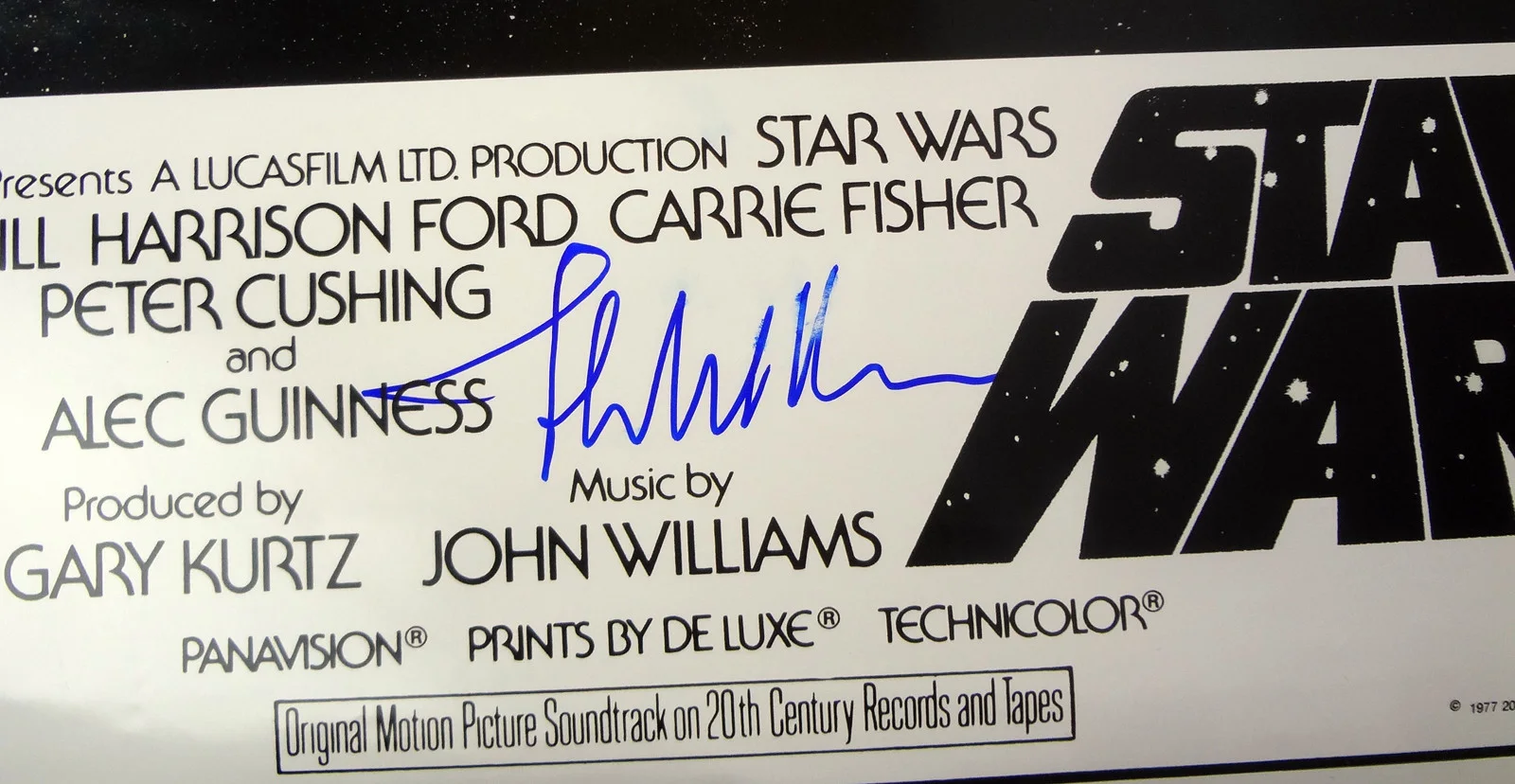 John Williams — John Williams Composer Signed Star Wars Full Size Movie Poster Beckett BAS COA, изображение 3