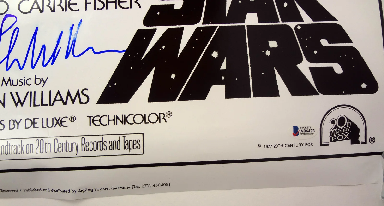 John Williams — John Williams Composer Signed Star Wars Full Size Movie Poster Beckett BAS COA, изображение 4