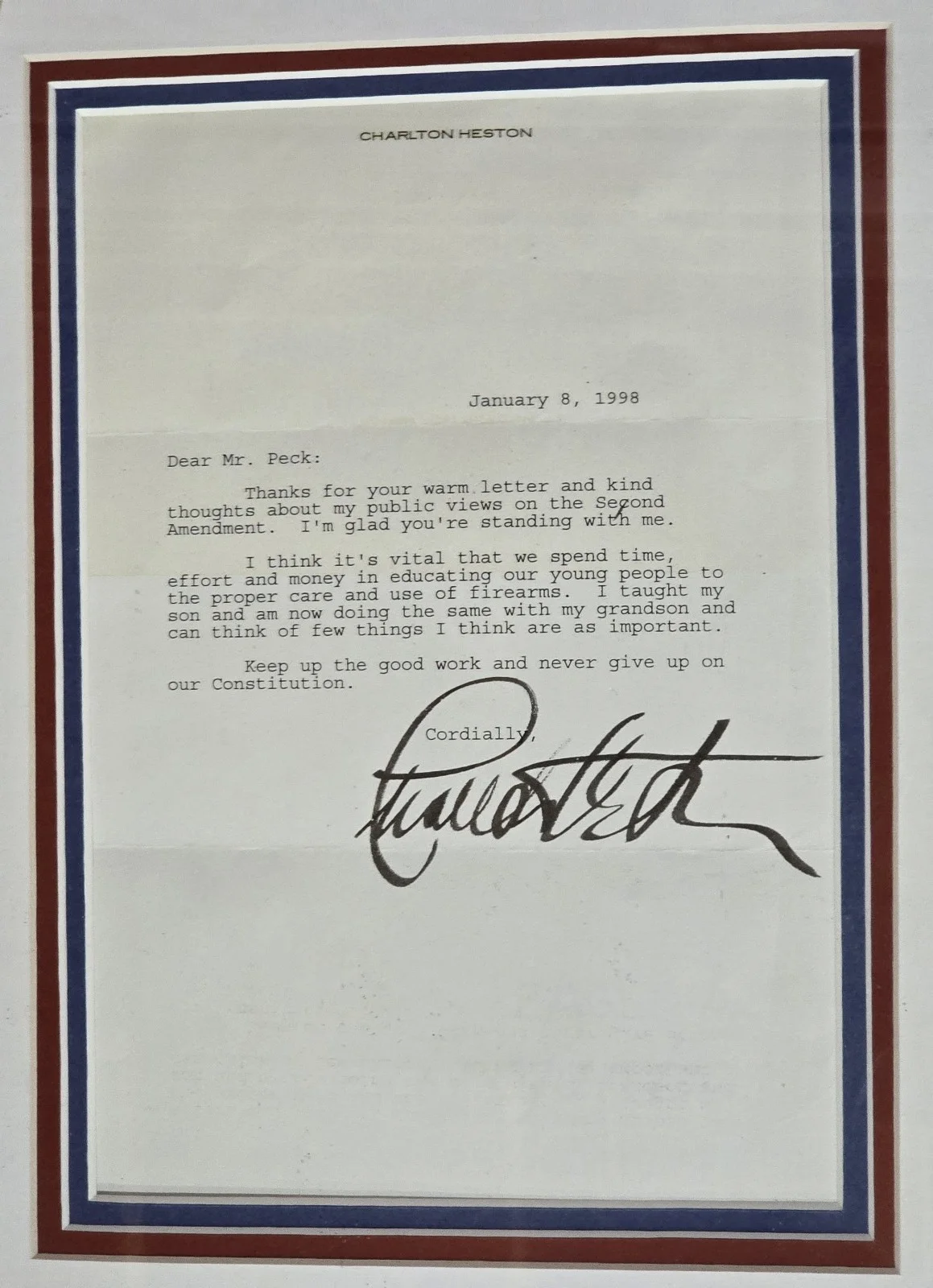Charlton Heston — Photo Of Charlton Heston And Signed Letter NRA 'Framed', image 3