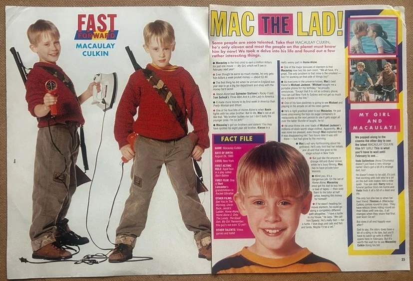 MACAULAY CULKIN - 1991 full page UK magazine poster, изображение 2