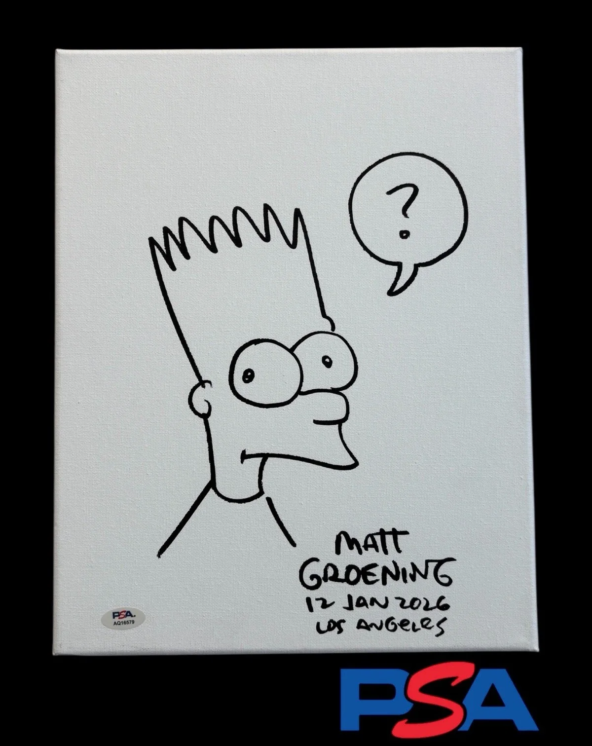 Matt Groening — Matt Groening Signed 11x14 Canvas Bart Simpson Sketch PSA/DNA LOA 10 AUTO, изображение 3