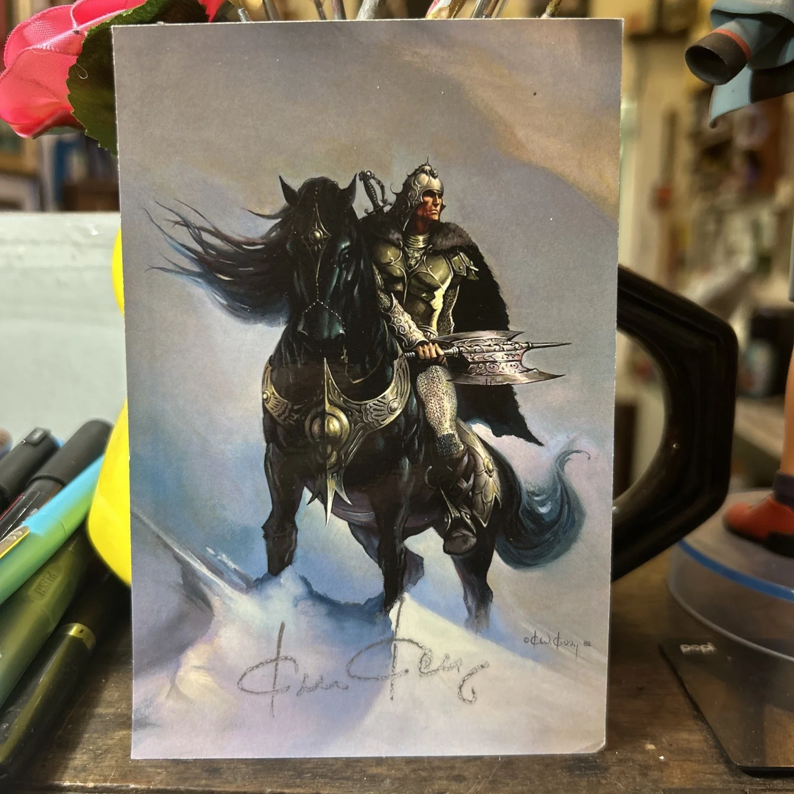 KEN KELLY — Ken Kelly Signed Fantasy Art 4 X 6 Promo Flyer COA