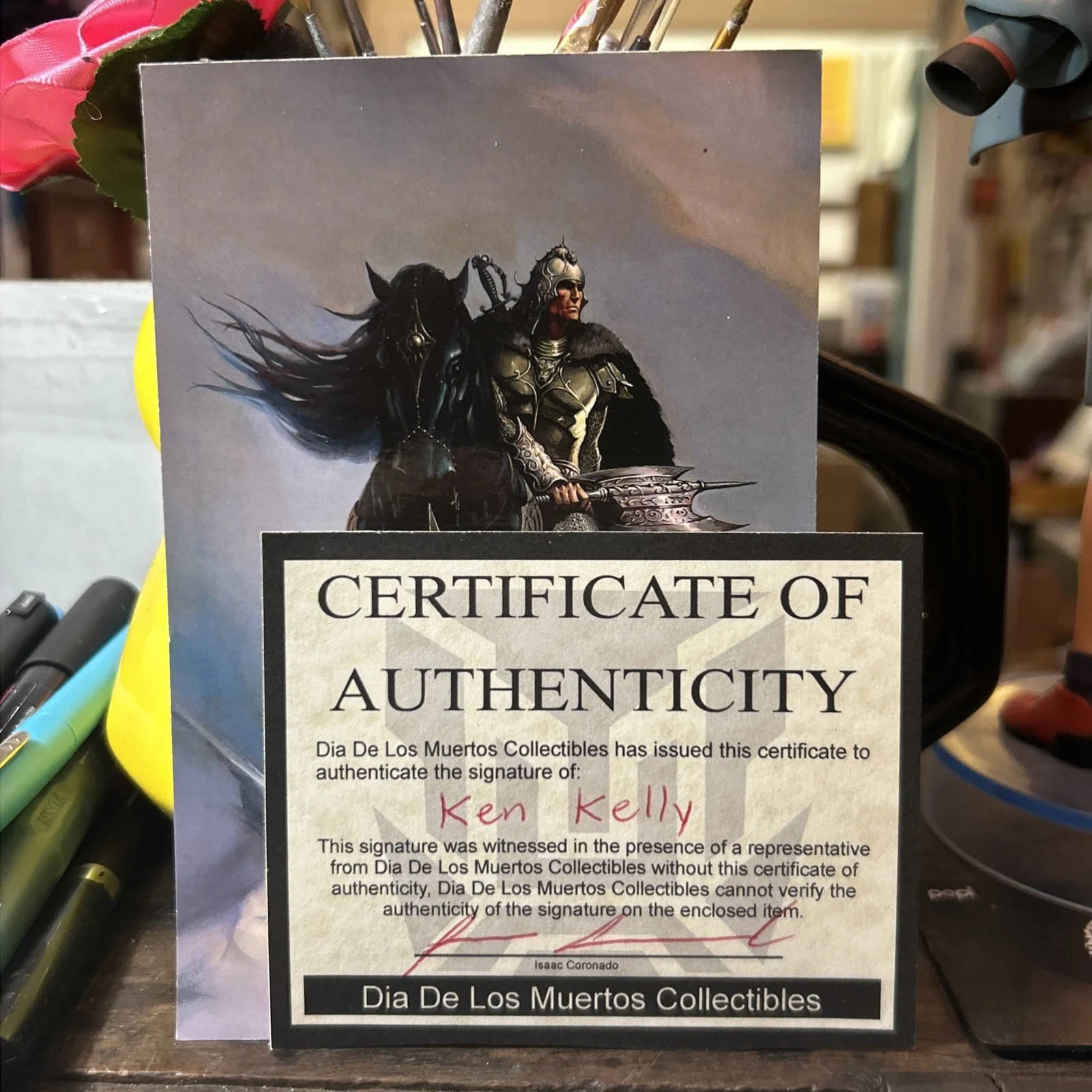 KEN KELLY — Ken Kelly Signed Fantasy Art 4 X 6 Promo Flyer COA, image 2