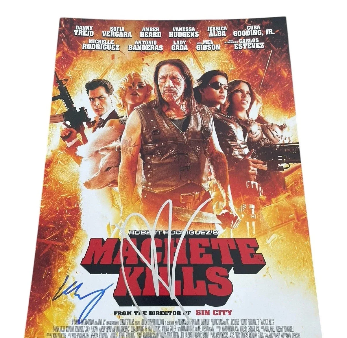 ROBERT + MICHELLE RODRIGUEZ SIGNED AUTOGRAPH “MACHETE KILLS” 12x18 PHOTO JSA COA, image 3