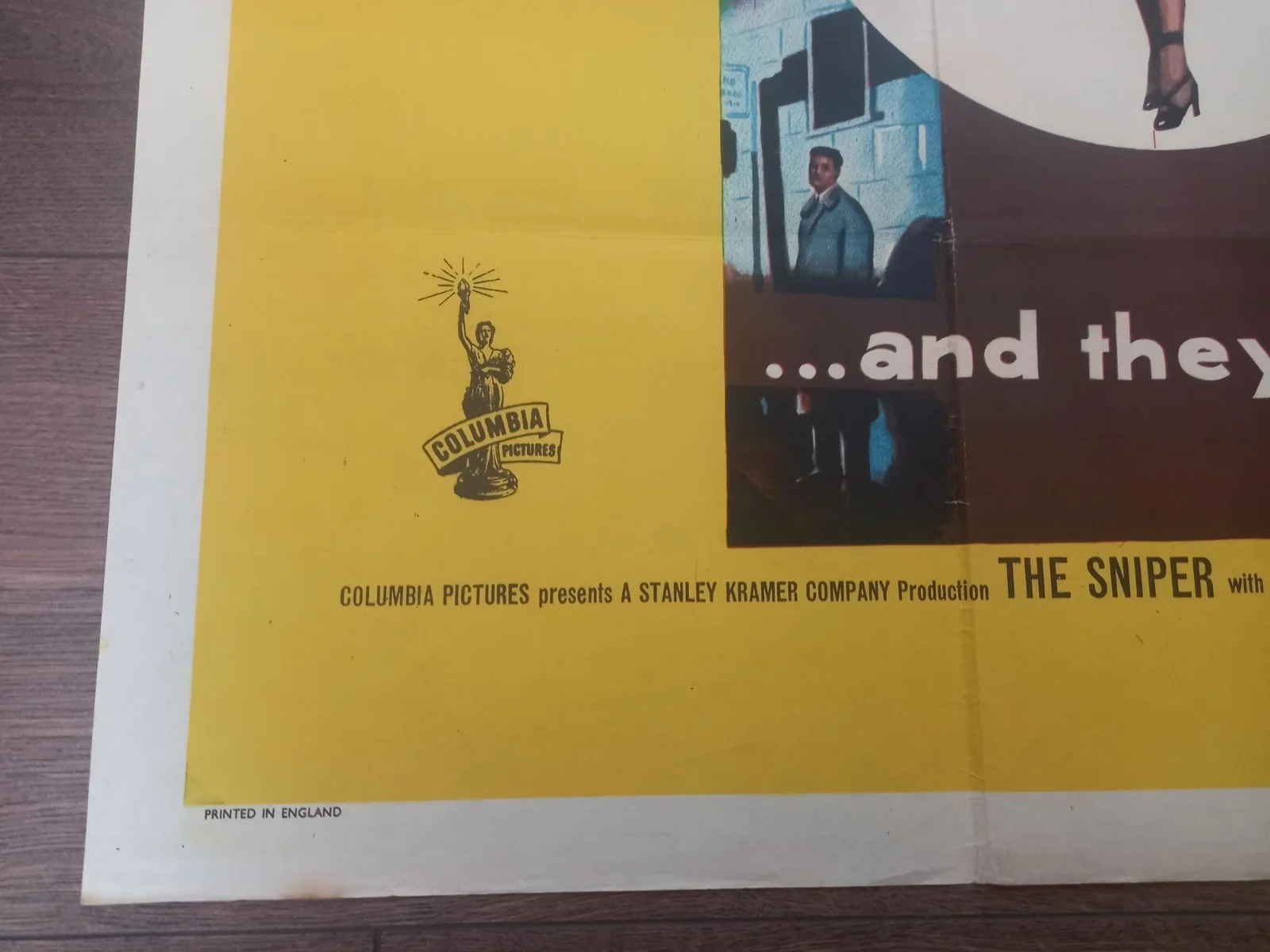 THE SNIPER 1952 BRITISH QUAD POSTER ARTHUR FRANZ ADOLPHE MENJOU MARIE WINDSOR, изображение 2