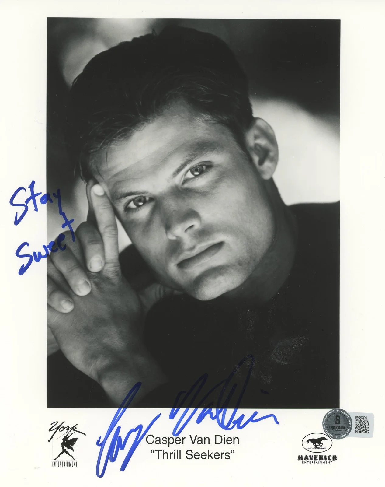 Casper Van Dien — Casper Van Dien Thrill Seekers "Stay Sweet" Signed 8x10 Photo BAS #BM03306