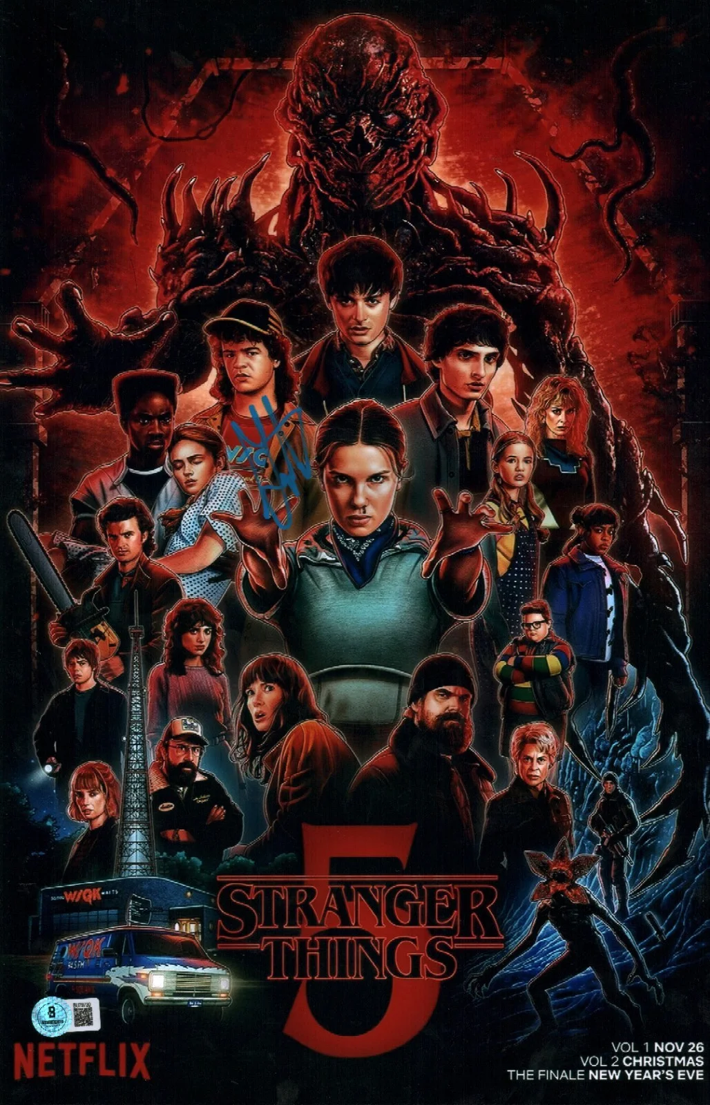 gaten matarazzo — GATEN MATARAZZO SIGNED STRANGER THINGS 11X17 PHOTO DUSTIN SEASON 5 FINAL COA BAS