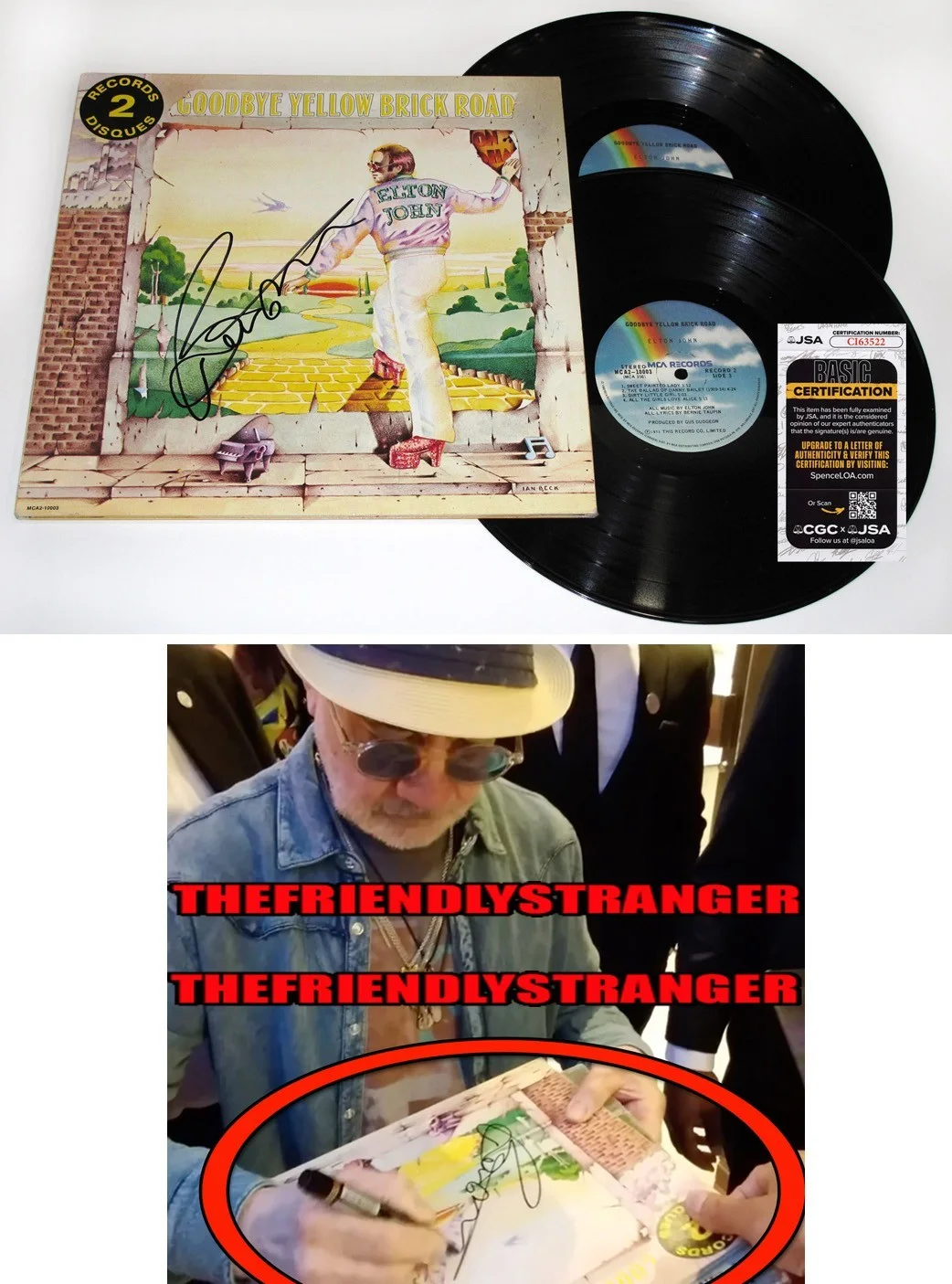 Bernie Taupin — Bernie Taupin signed ELTON JOHN "GOODBYE YELLOW BRICK ROAD" Vinyl Album JSA COA