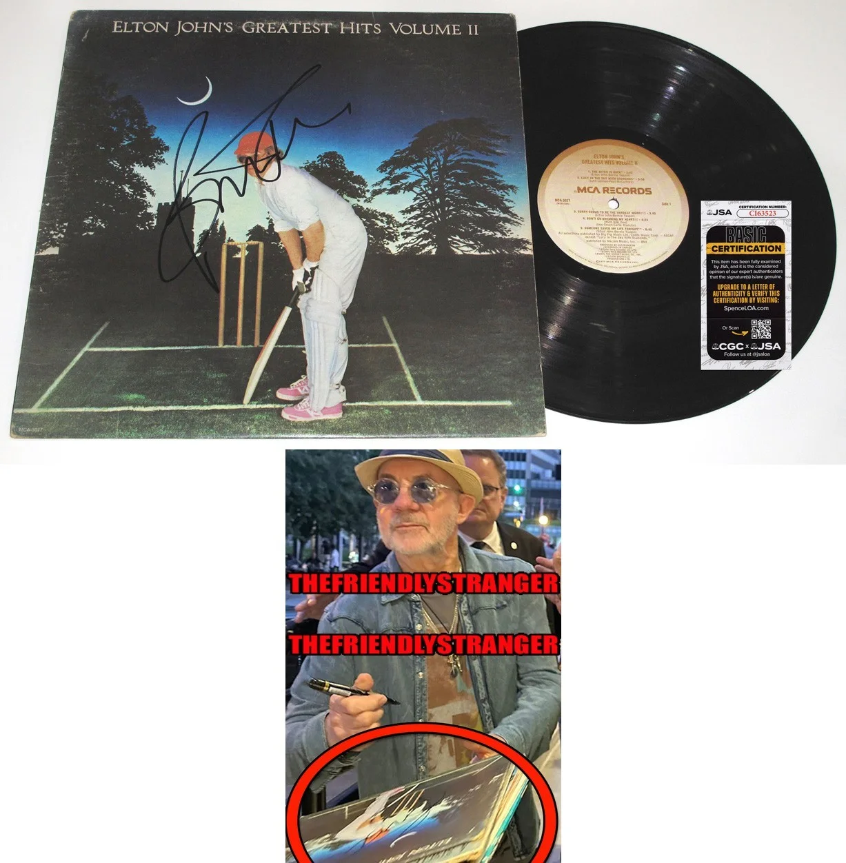 Bernie Taupin — Bernie Taupin signed "ELTON JOHN GREATEST HITS 2" Vinyl Album EXACT PROOF d JSA