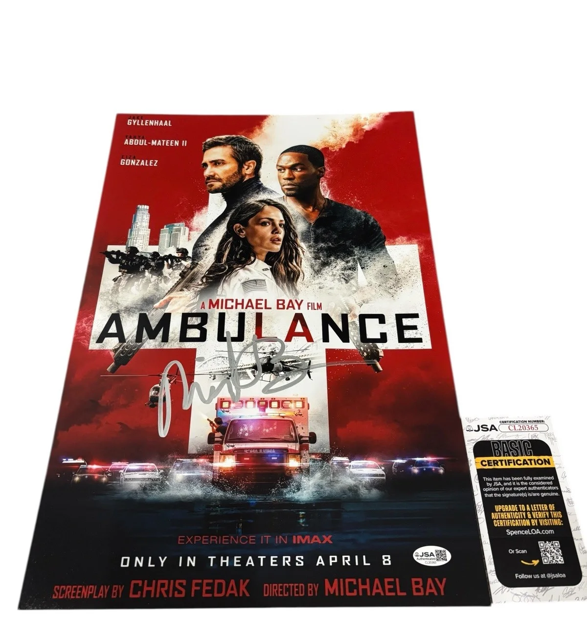 Michael Bay — MICHAEL BAY SIGNED AUTOGRAPH 12x18 AMBULANCE PHOTO POSTER w/ PROOF JSA CERT COA