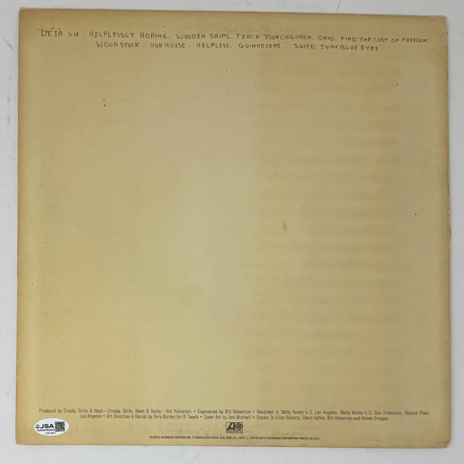 Stephen Stills & Graham Nash Signed Autograph CSNY So Far Vinyl Album LP JSA COA, изображение 3
